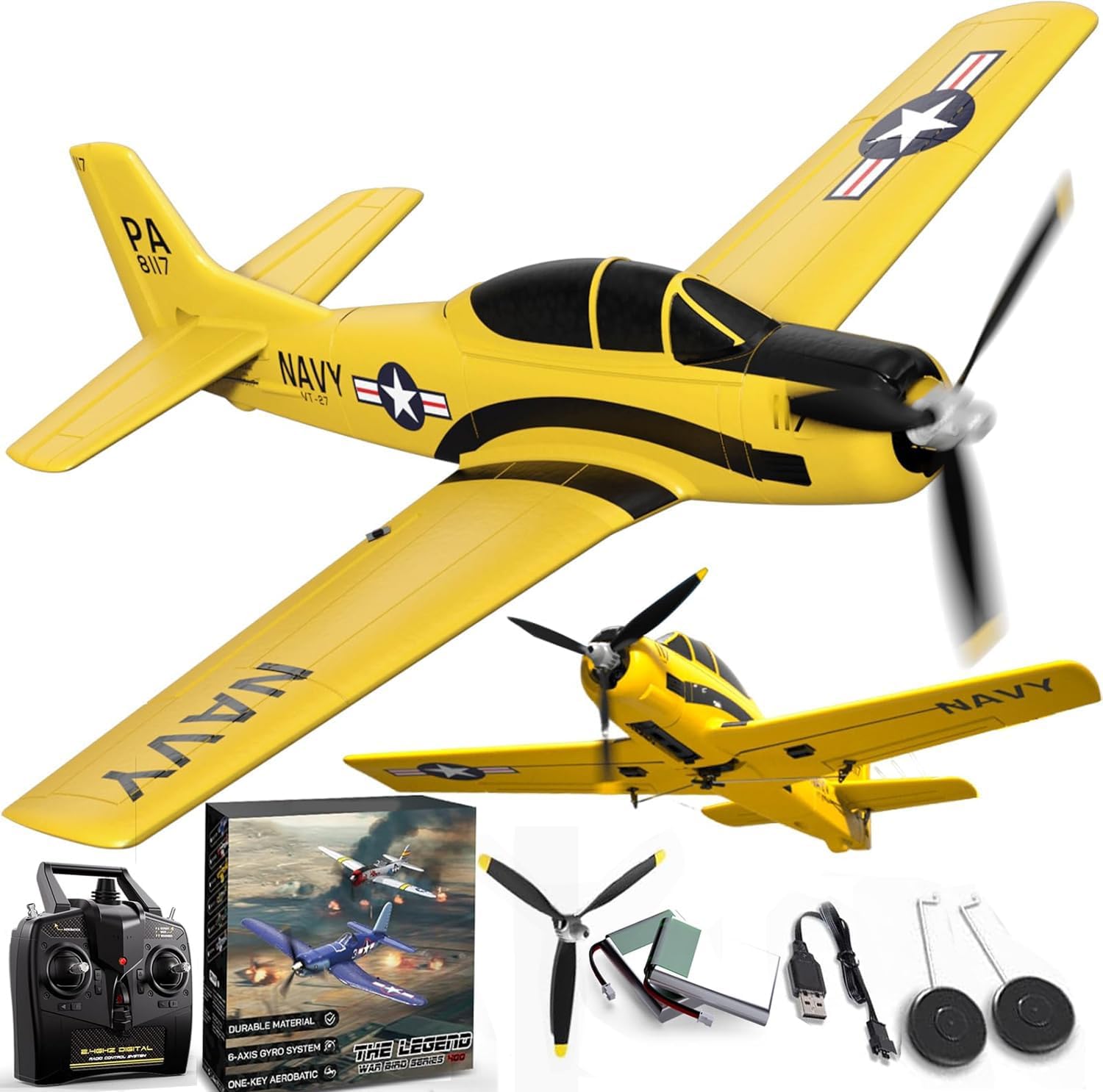 T-28 Fighter Jet T28 RC Plane 4 Channel Fighting Remote Control Aircraft Xpilot Stabilization/Aerobatics / 6 Axis Gyro 4CH for 14y+ Adults Beginner