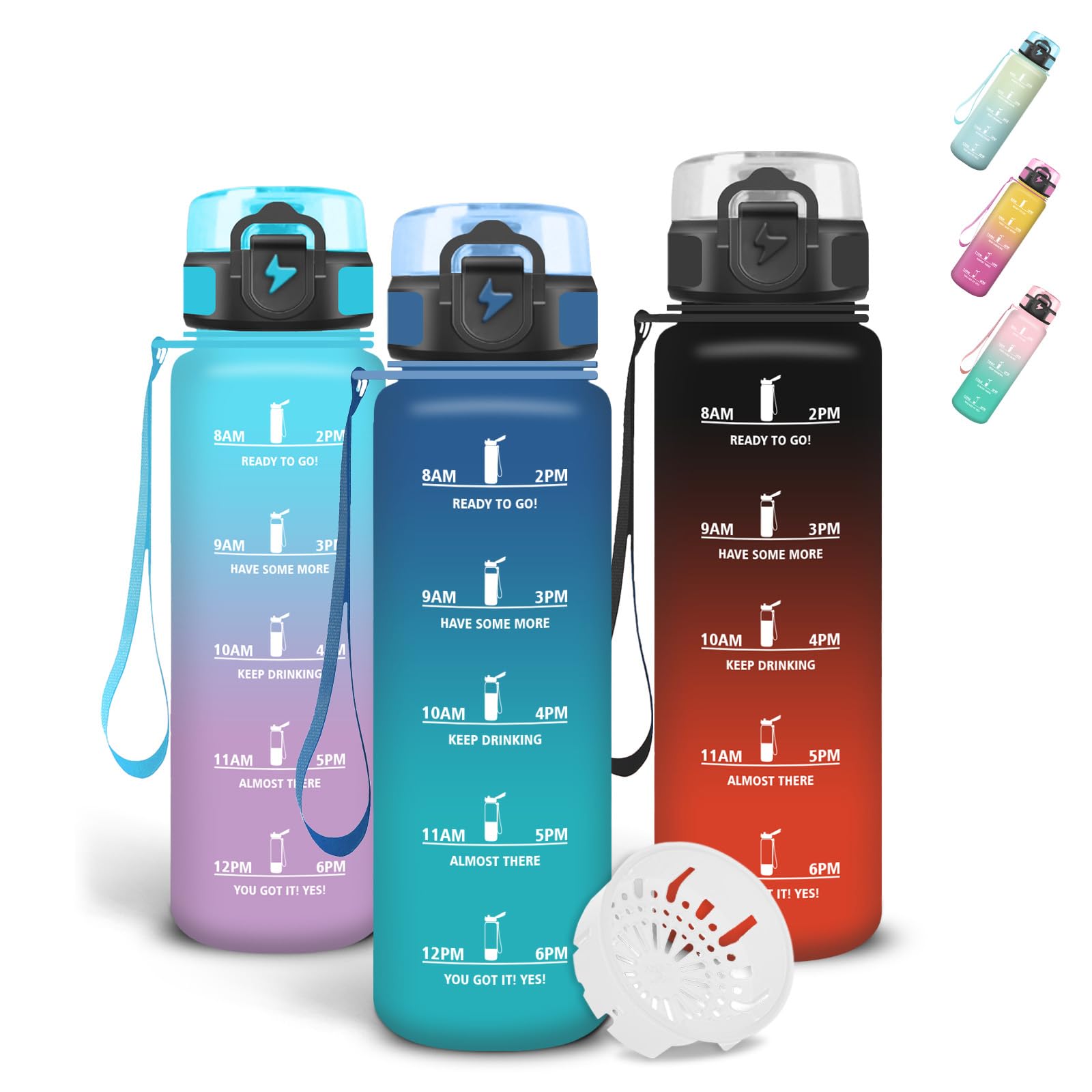 Grsta 500ml Water Bottle, Leak Proof Baby Water Bottle, Easy to Carry, Graduated Bottle, Motivational Water Bottles with Time Indicator for Travel, School, Bike