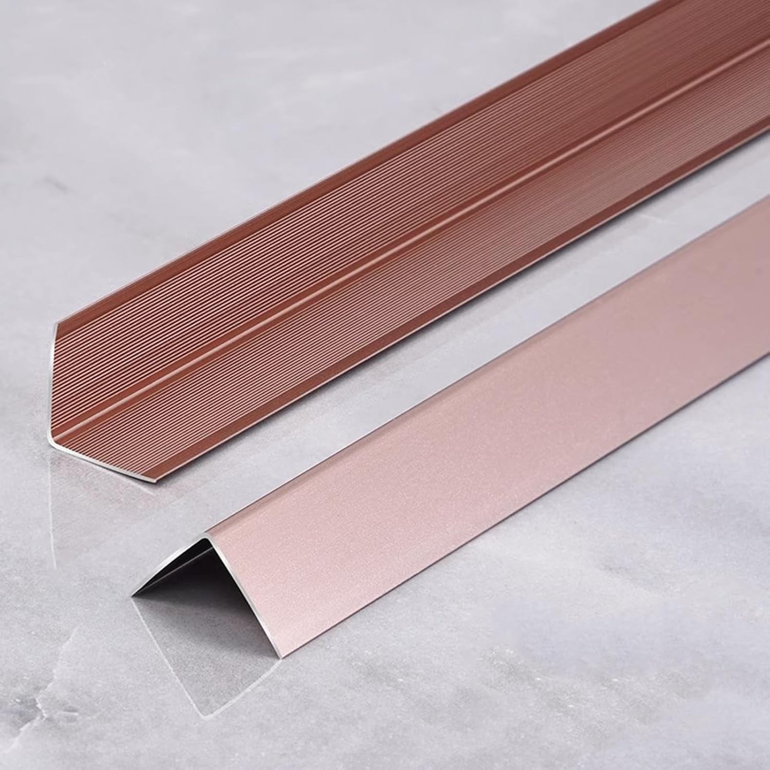 Metal Transition Strip Right Angle, Wood Tile Marble Floor Edging Trim Strip, TV Wall/Door Frame Edge Protective Cover Decoration Bar(Rose Gold,10mm (0.4in) Wide)