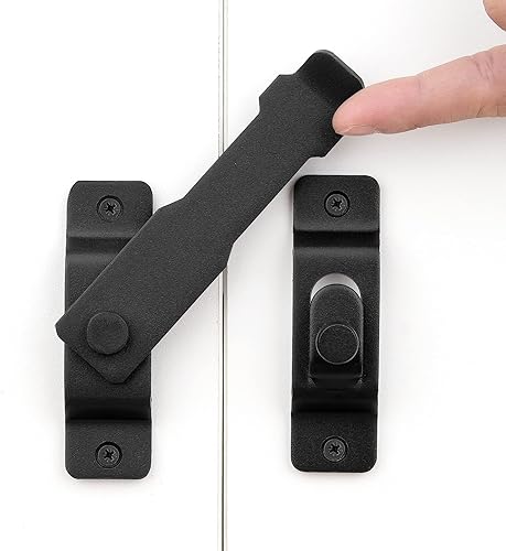 INIRET 2 Packs Barn Door Latches4.33x 3.23 Matte Black Stainless Steel barn gate flip Door Latch Bi-fold Door Lock,Sliding Door Antique Lock Gate