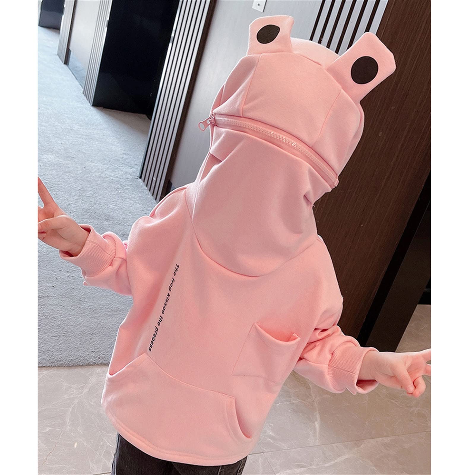 Dziecięcy sweter z kieszonką dla dzieci żaby z kapturem dla dziewczynek kreskówkowe bluzy z kapturem bluza dla chłopców z dużym zamkiem błyskawicznym maluch 3D dziewczęce topy duże dzieci