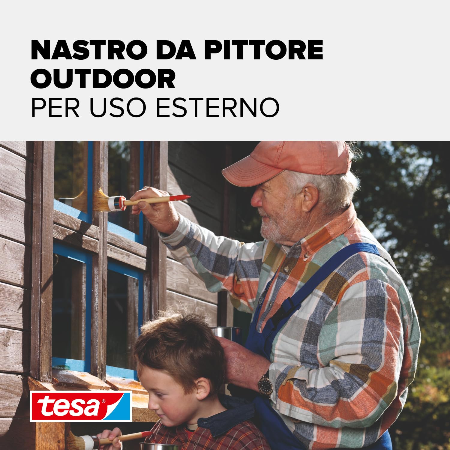 tesa Nastro per Mascherature da Esterni - Nastro adesivo sottile per mascherature precise all'aperto, resistente ai raggi UV e alle intemperie - 2x 25 m x 25 mm