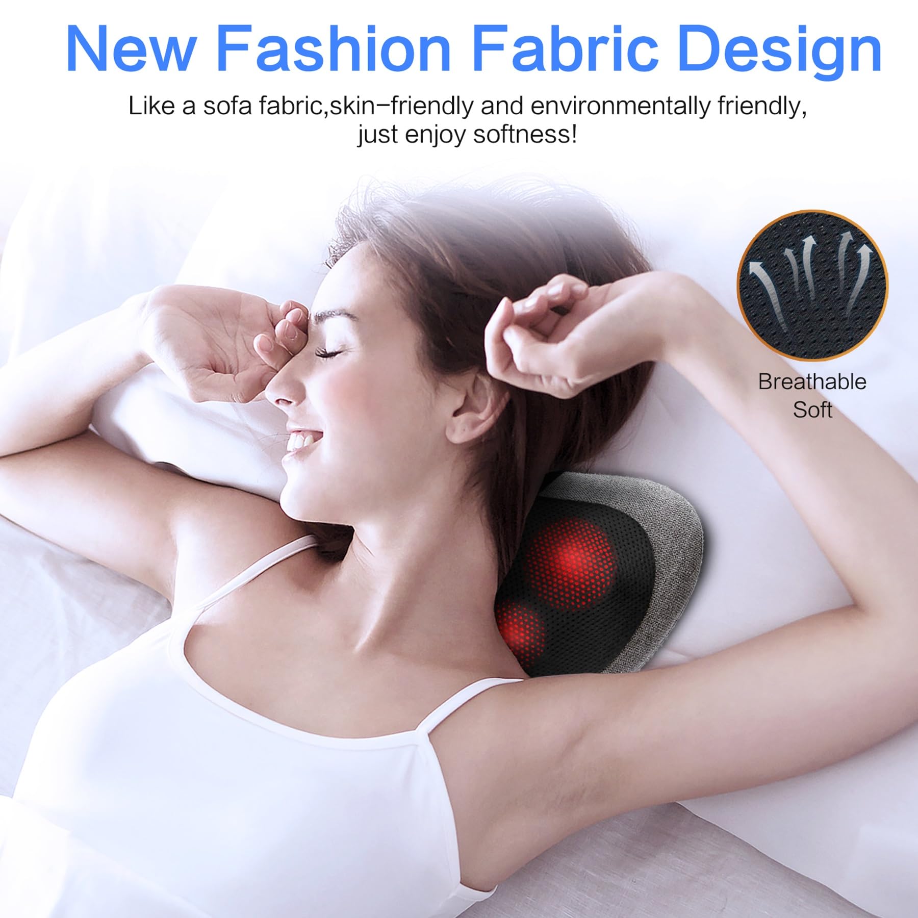 Papillon Masajeador de espalda con calor, masajeador de cuello Shiatsu con amasamiento de tejido profundo, almohada de masaje eléctrica para hombros, piernas, pies, alivio del dolor muscular corporal