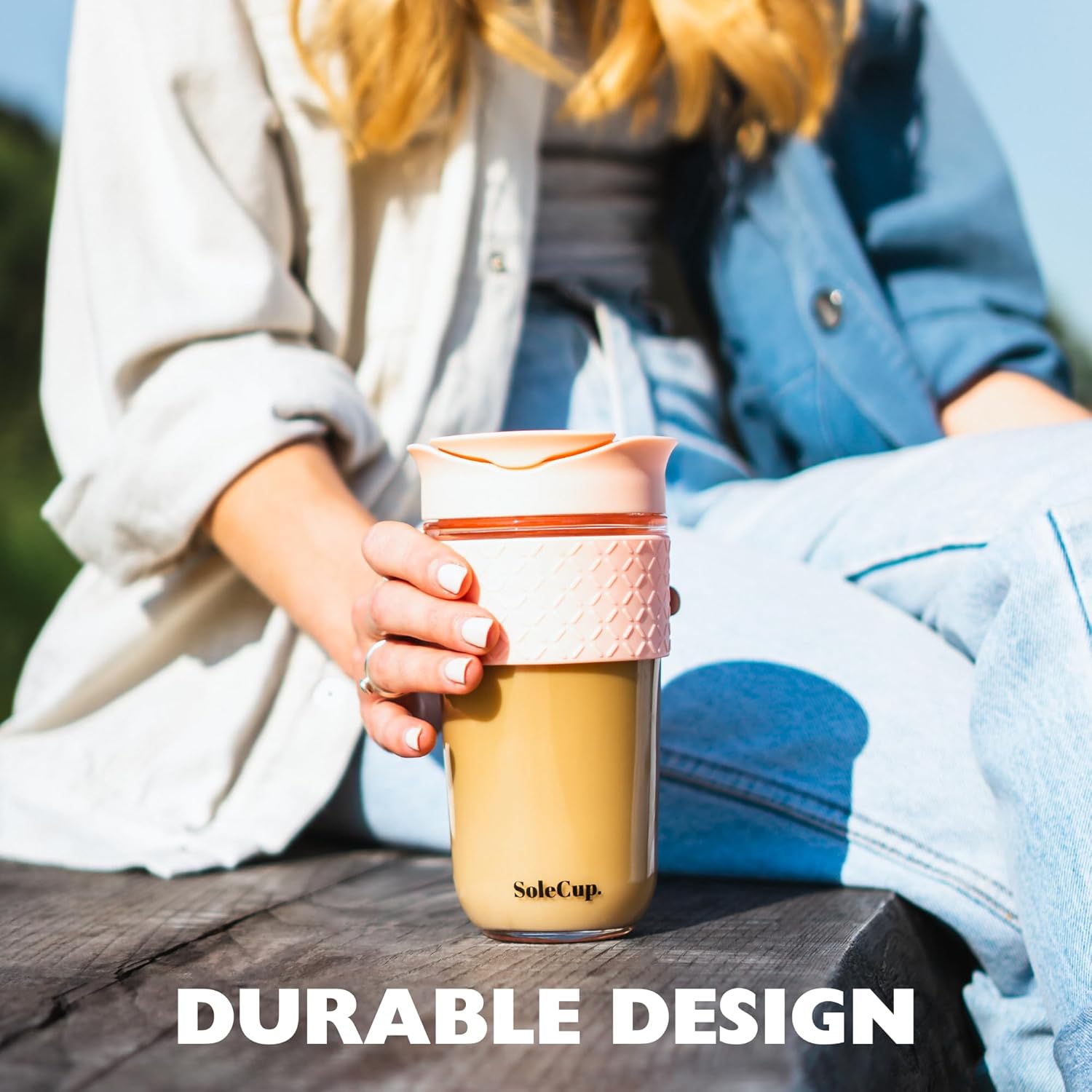 Large Travel Mug - Reusable Insulated Coffee Mug - 18oz/530ml BPA-Free Hot Drink Travel Mug with Lid & Silicone Band (Gray and Pink, 18oz) - Image 6