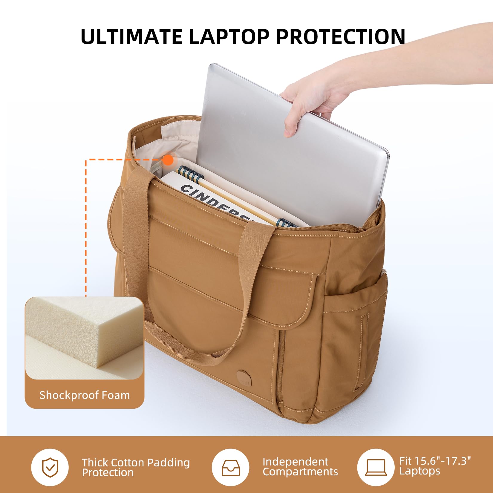aji Arbeitstasche Damen 2-in-1 Laptoptasche 17 Zoll mit Kühllunchfach Isoliert