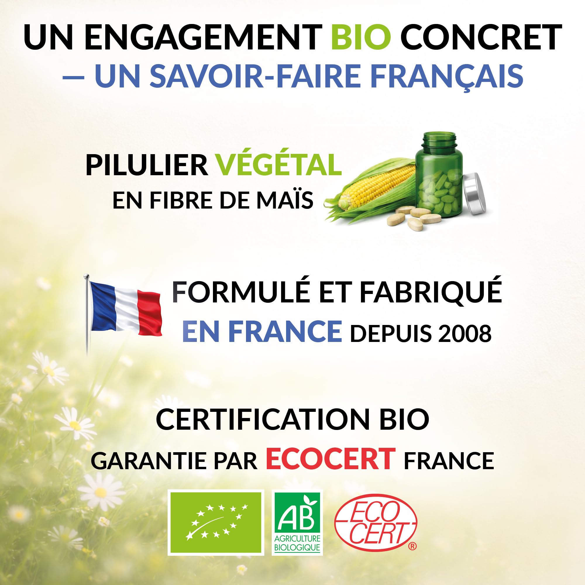BIO 5 Chute des Cheveux – Anti-Chute Bio – 90 Comprimés (3 Mois) – Cheveux Fins & Clairsemés – Complément Alimentaire – Homme & Femme – Fabriqué en France