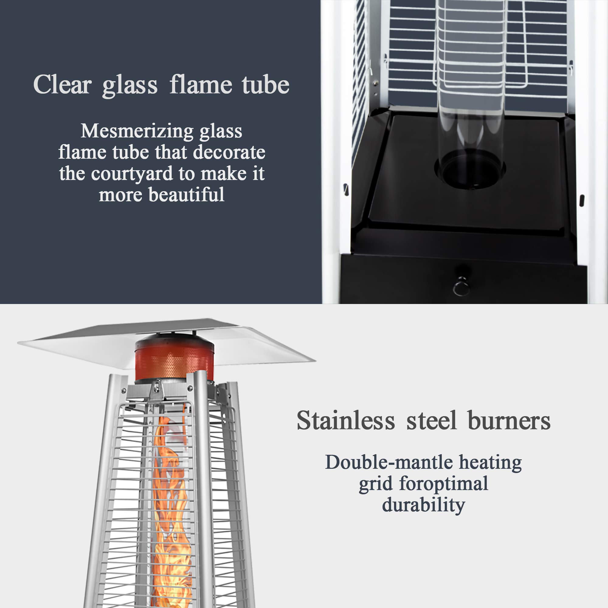 Amazon.com: Pamapic Patio Heater with Cover, 42,000 BTU Pyramid Flame Outdoor  Heater Quartz Glass Tube Propane Heater : Patio, Lawn u0026 Garden