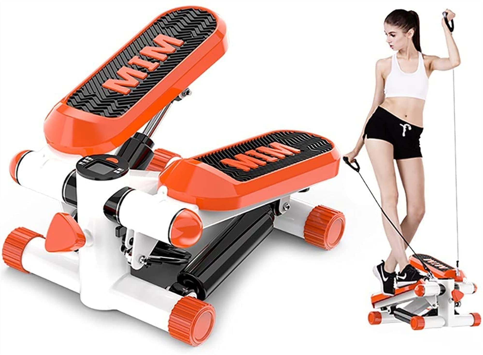 Mini Machine Pas à Pas, Steppers pour l'exercice avec Affichage et Bandes de résistance, Stepper Haut-Bas pour Les débutants et Les utilisateurs avancés, équipement de Gym à Domicile, étape de Fitnes