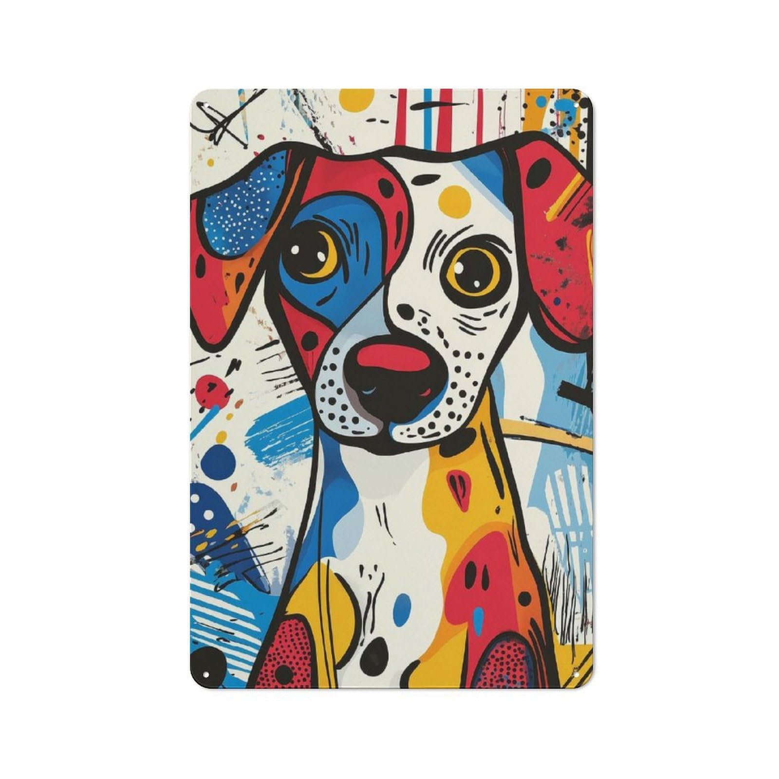 Junmoney Pop Art Dog Portrait Retro Printed Metal Sign 30X20cm For Living Room Wall, Wall Decor For People Reorganising Living Room
