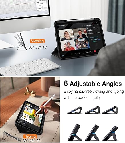 Miniatura 4 de TORRAS Funda para iPad de 10 generación (2022) de 10.9 pulgadas, grado militar, resistente, a prueba de golpes, con soporte para lápices, 6 ángulos,