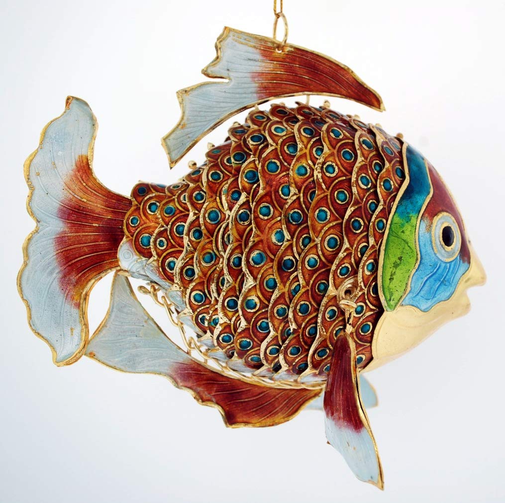 Enameled Ornament Jeweled Articulated XL Cloisonne Art Lionfish