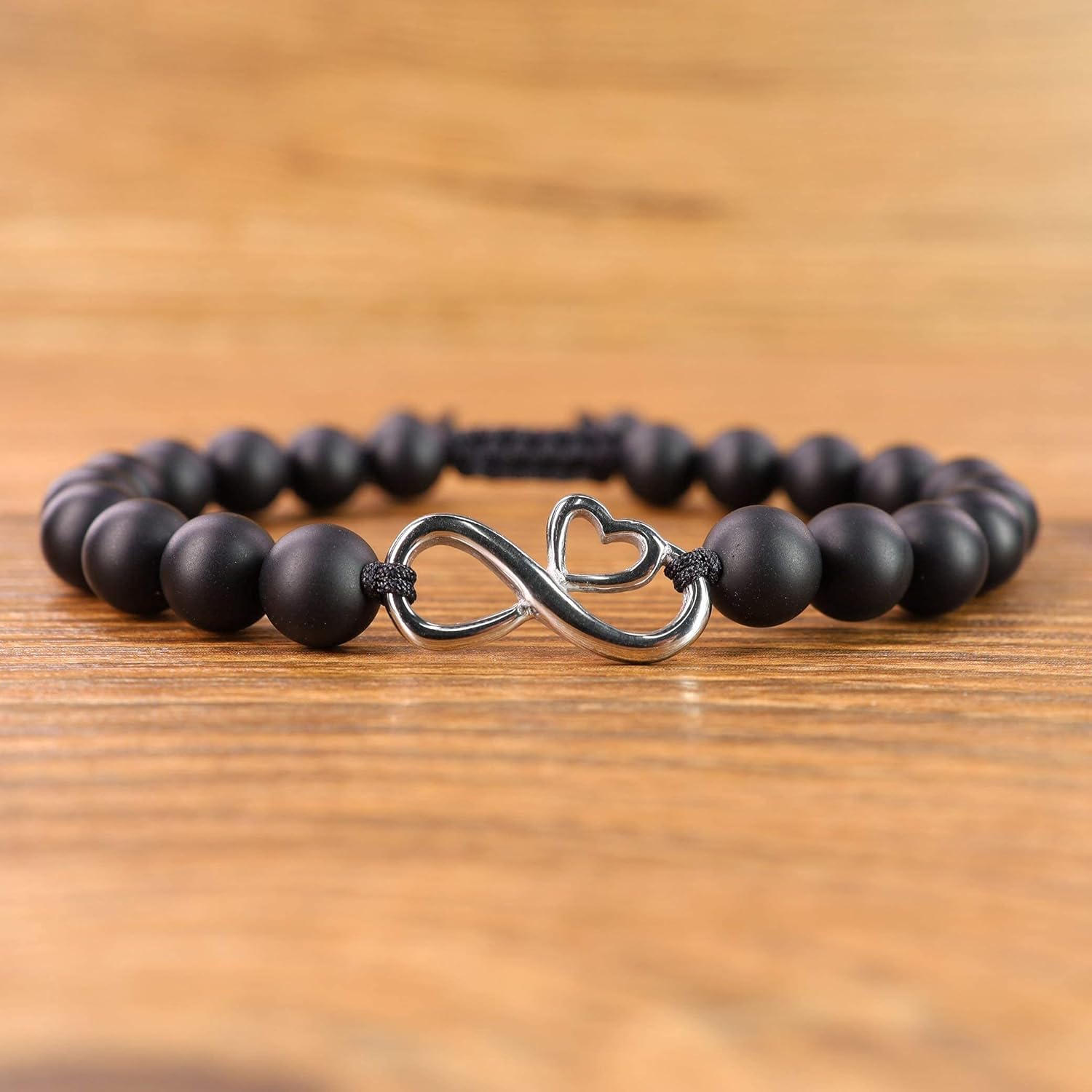 COAI Infinity Heart His and Hers Stone Beaded Bracelets for Couples