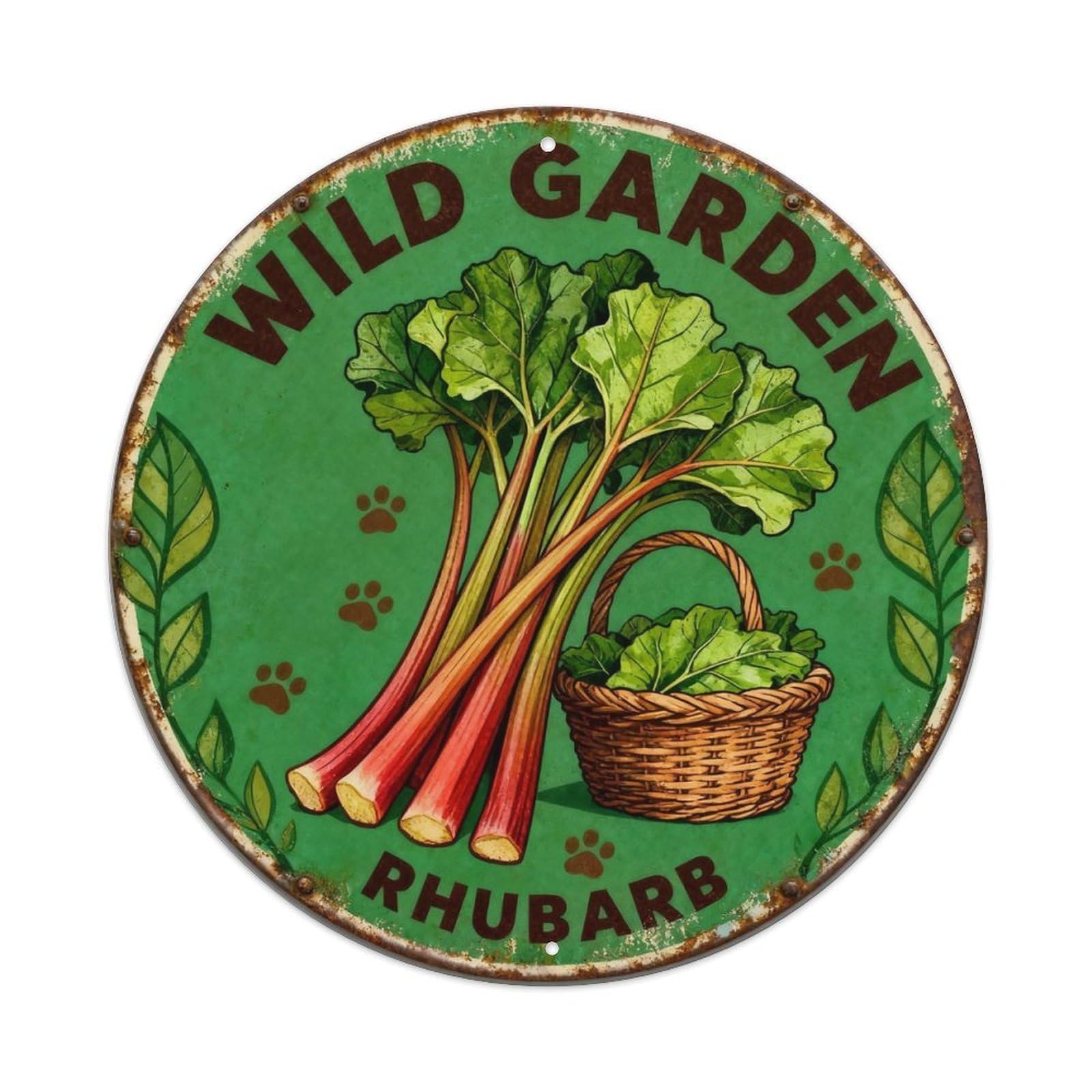 Wild Garden Rhubarb Metal Tin Sign Plaque