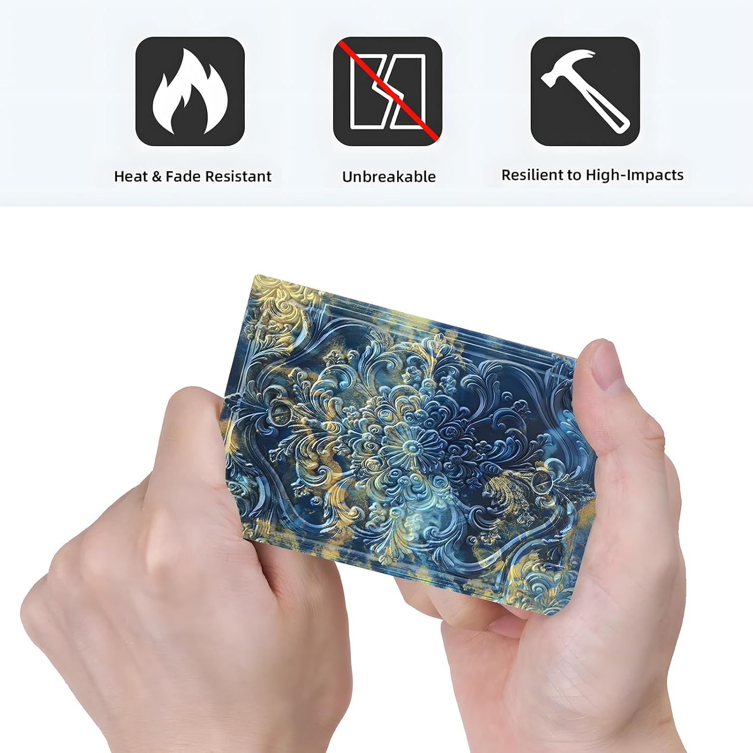 Decorative Light Switch Plate Covers Blue Gold Marble Pattern 3D Floral Embossed 1 Gang No Device Single Blank Outlet Covers Wall Plate Light Switch Cover Plate for Bedroom Home Decor