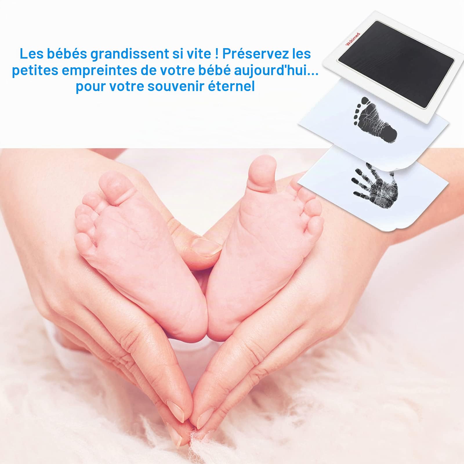 Kit Empreinte Bebe,Kit Empreinte Piedd et Mains Bébé,Empreintes Bébé L'encre Sûre est Inoffensive Bébé pour la Peau,Nouveau-nés Douche Cadeau Bebe Souvenir