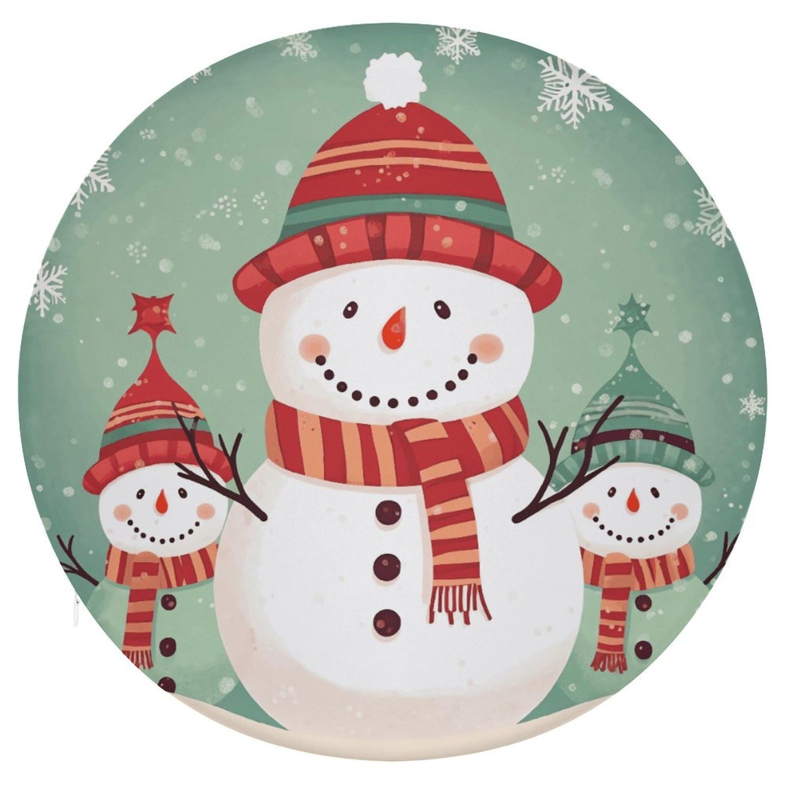 Wsoihfec Style Merry Christmas Cute Snowman Seat Cushion Round Chair Pad
