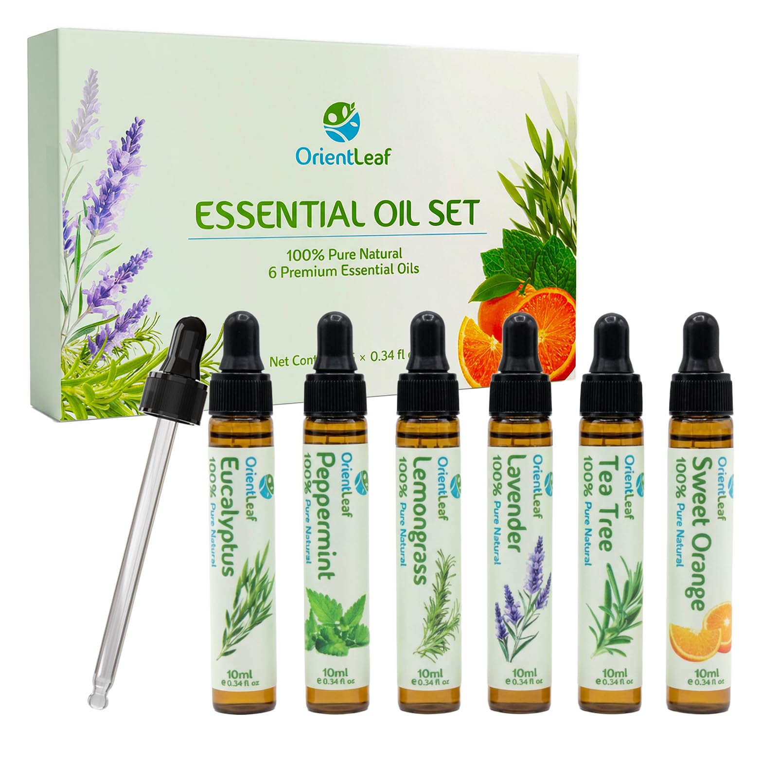 ORIENTLEAF Essential Oil Kit, 6 x 10 ml for Diffusers