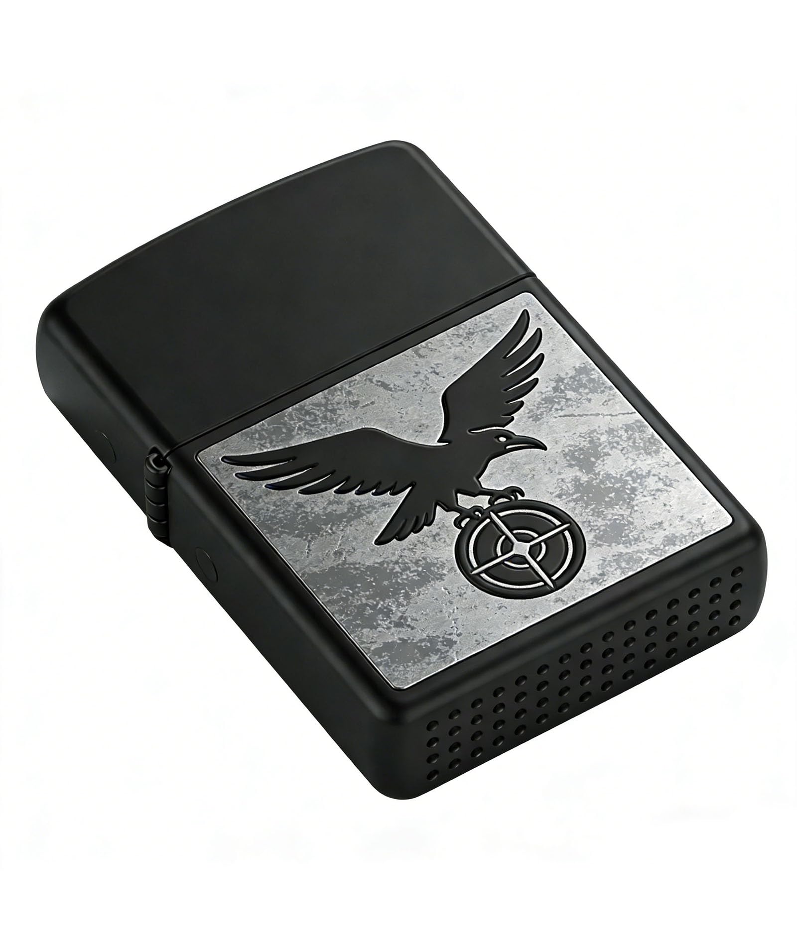 Reusable Raven Flip Top Kerosene Lighter Windproof Mini Open Flame Trench Kerosene Lighter for Outdoor Hiking Gifts (B)