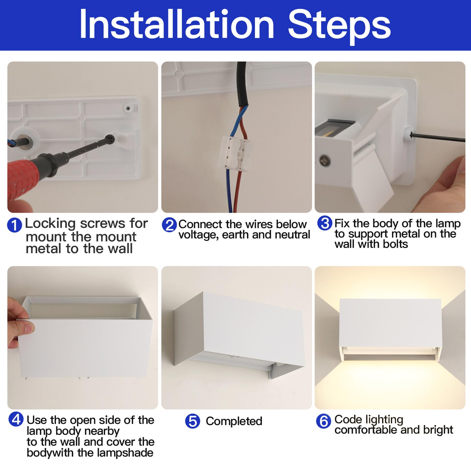 FUPE 25W LED Aplique Pared Exterior Interior IP65 Impermeable Apliques Pared Exterior Lámpara de Pared Aluminio Moderno Aplique Blanco 3000k Luz Cálida, Ángulo de luz Ajustable, Fácil de instalar