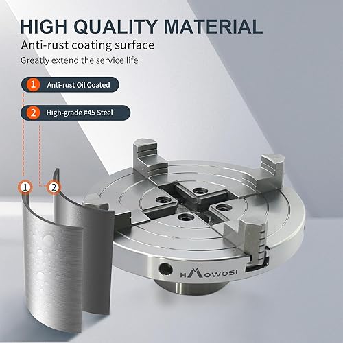 Miniatura 5 de Portabrocas de torno de madera de 6 pulgadas, 4 mordazas, torno autocentrante, rosca, 1 mandril de torno 8TPI