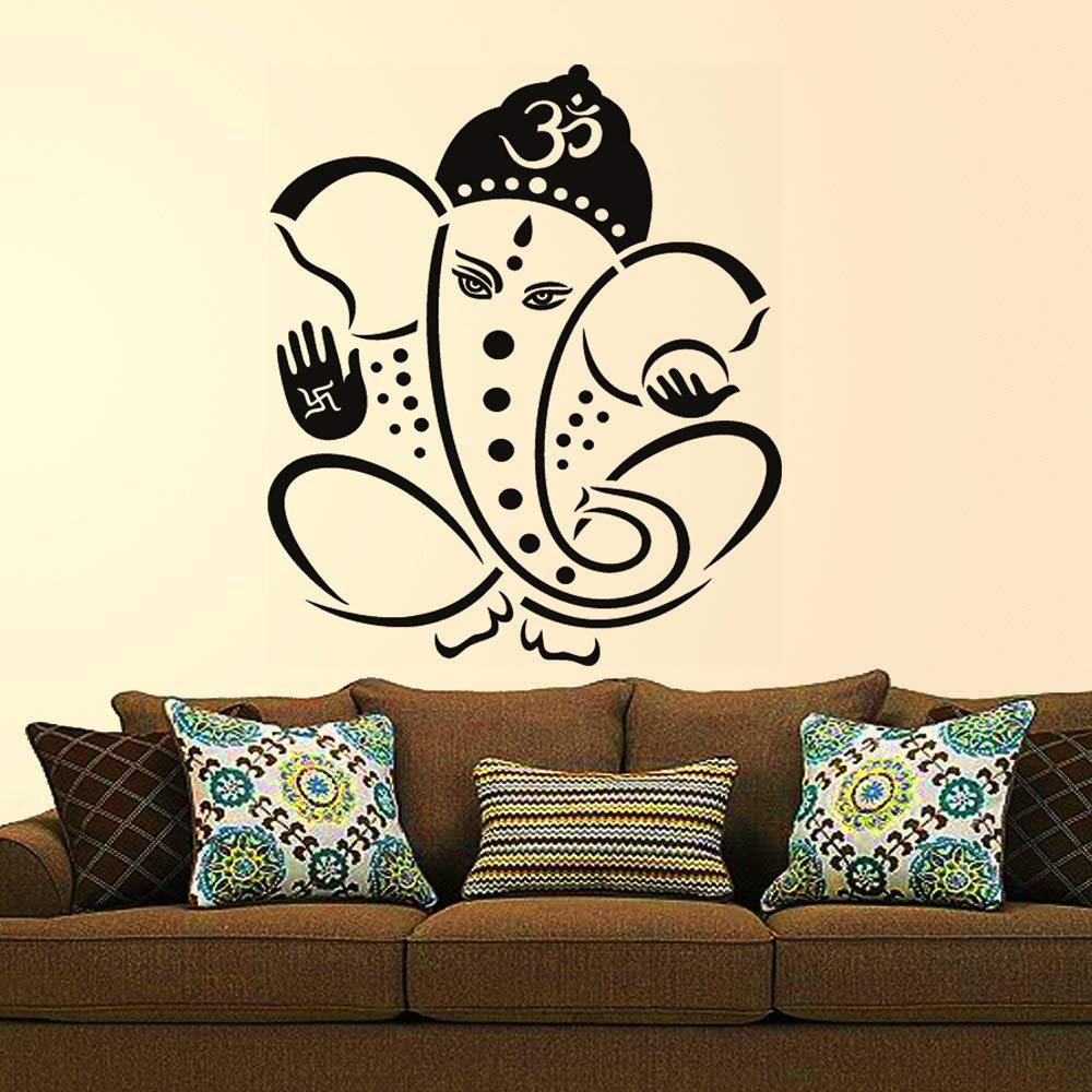 Decals Design 'Pious Lord Ganesha' Wall Sticker (PVC Vinyl, 60 cm x 60 cm, Black)