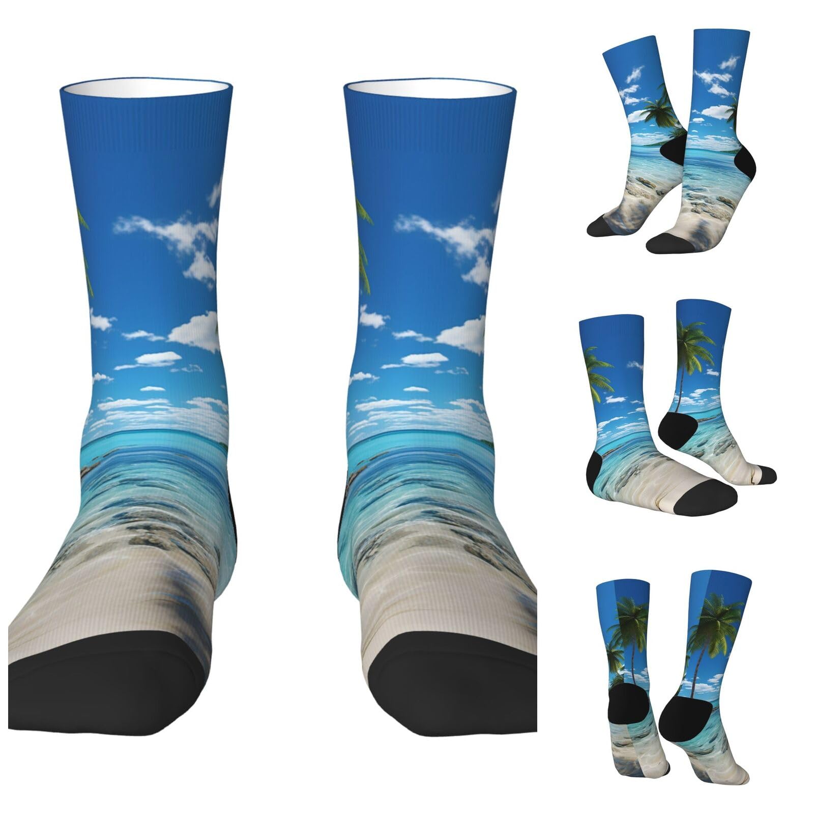 LZQPOEAS Beach palm tree Athletic Socks Unisex Cushioned Crew Socks Hiking Running Calf Sock Soft Above Ankle Sock