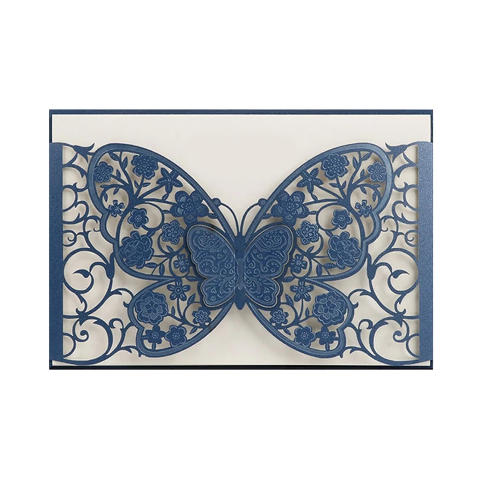 Hochzeitseinladungen Karte 50 stücke Schmetterling Laser Cut Hochzeit Einladung Karte Abdeckungen Business Gruß Karte Engagement Hochzeit Dekoration Party Supplies(Blue)