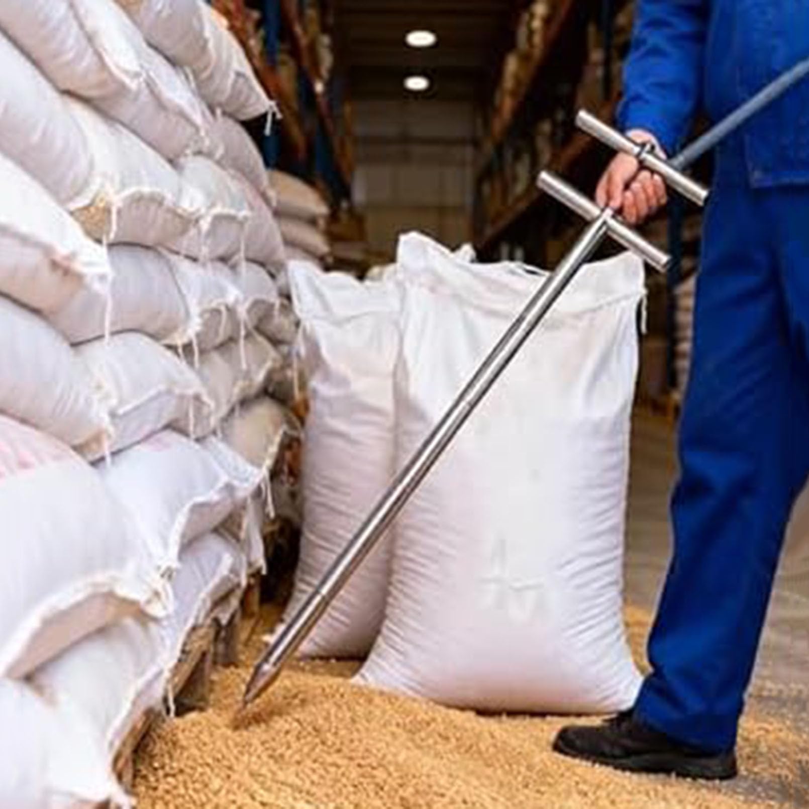 Sonda per campionatore di cereali in acciaio inossidabile, strumento di precisione per campionamento per la lavorazione degli alimenti per laboratori, attrezzatura di misurazione durevole e accurata