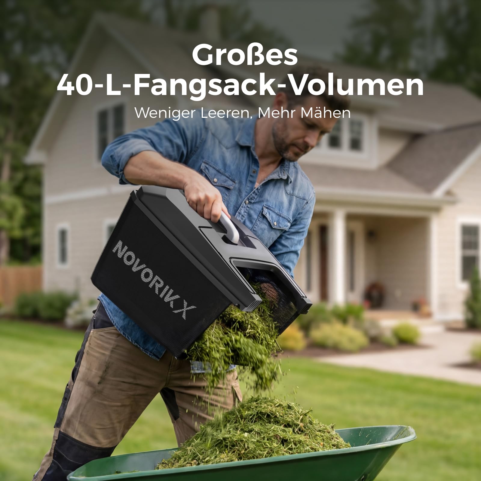 NovorikX 40V bürstenloser Akku-Rasenmäher 43 cm Schnittbreite