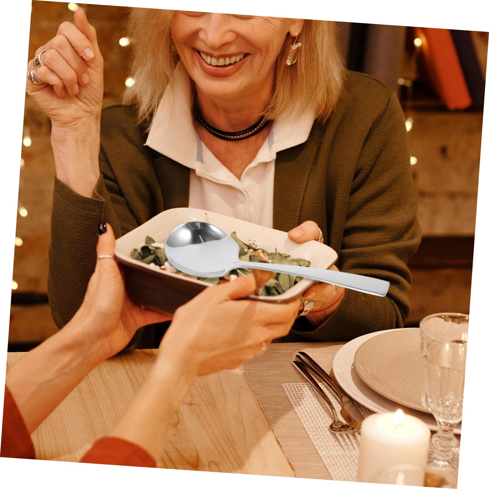 Garneck Sturdy Stainless Steel Large Serving Spoons for Buffet Restaurant Use 3 Pack