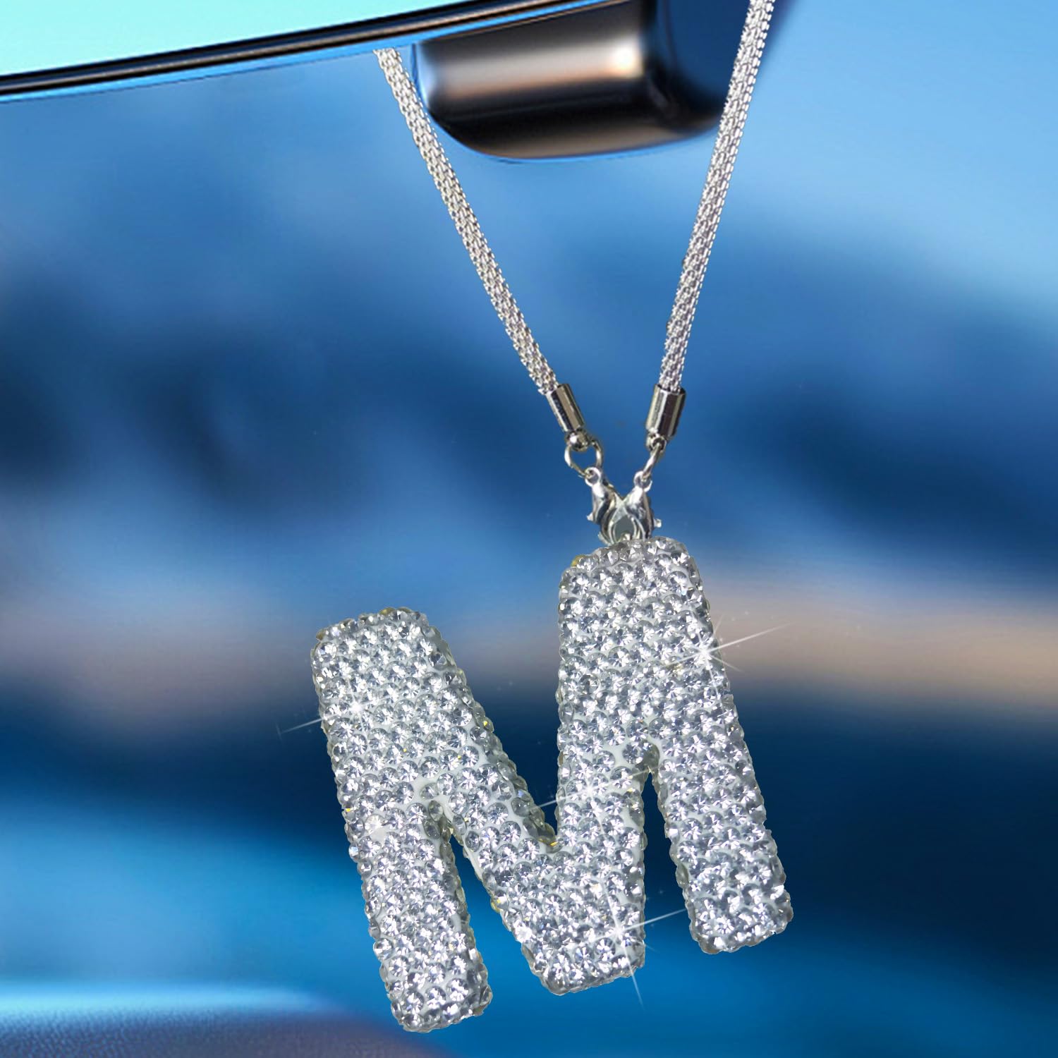 Bling Car Mirror Charm – Crystal Rhinestone Letter Pendant For Rearview Mirror Decoration - View #12