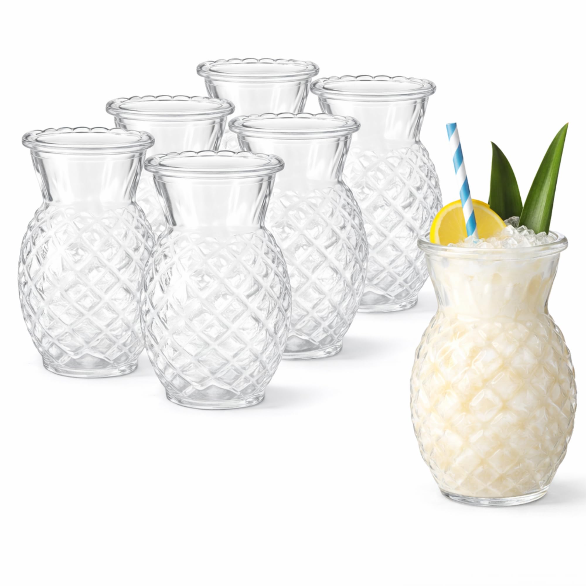 Utopia Hawaii Tiki Cocktail Glasses 18.3oz / 520ml - Set of 6 - Pineapple Tiki Glasses