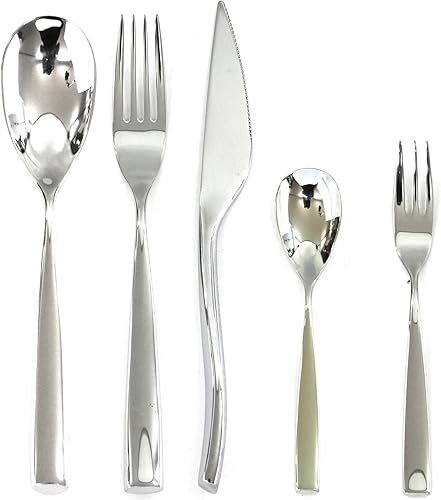 Mepra 105022030D - Juego de servir pasteles, 30 piezas, acabado metálico, cubiertos aptos para lavavajillas