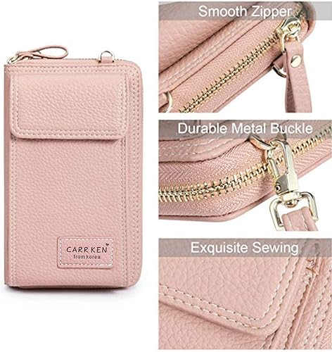 Miniatura 4 de Bolsa cruzada de piel para teléfono celular, con ranuras para tarjetas con protección de interferencia de radiofrecuencia (RFID), de cuero, para