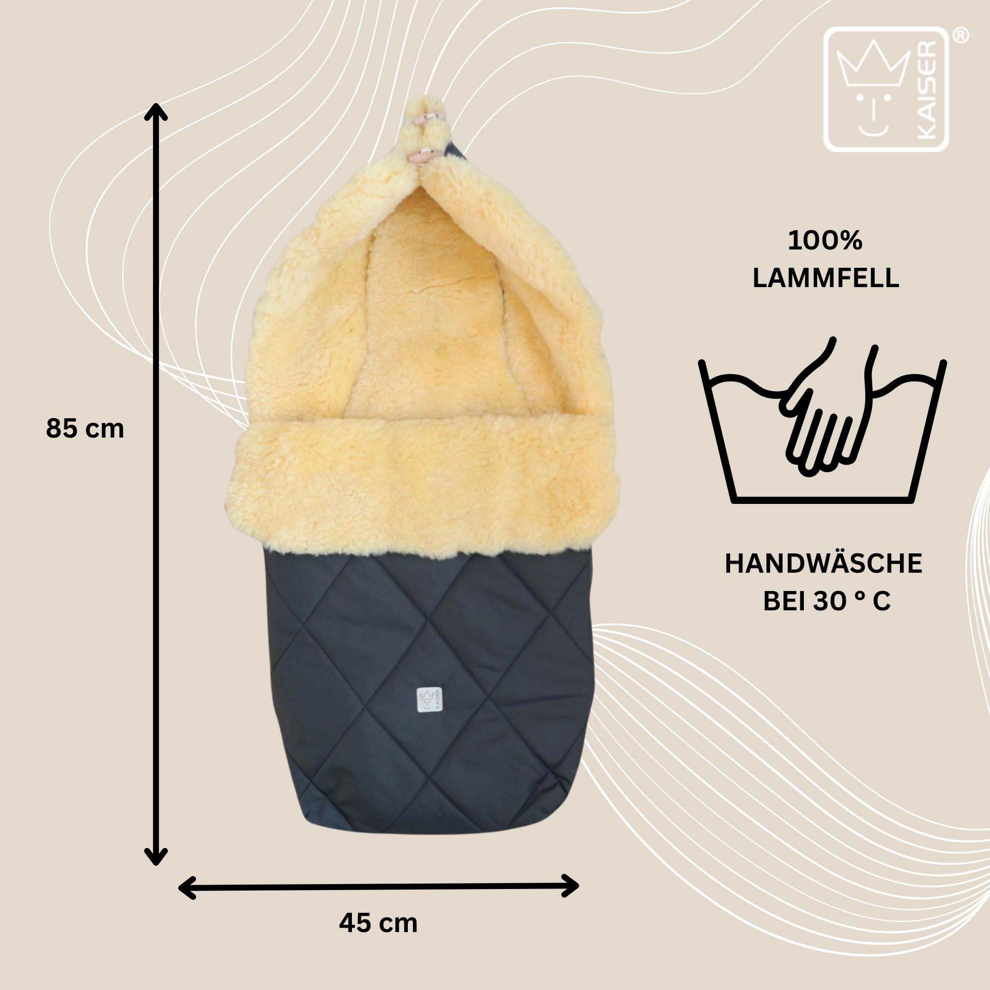 Kaiser Coosy Lammfell Kinderwagen Fußsack, 85 x 45 cm, Universal Passform (anthracite)