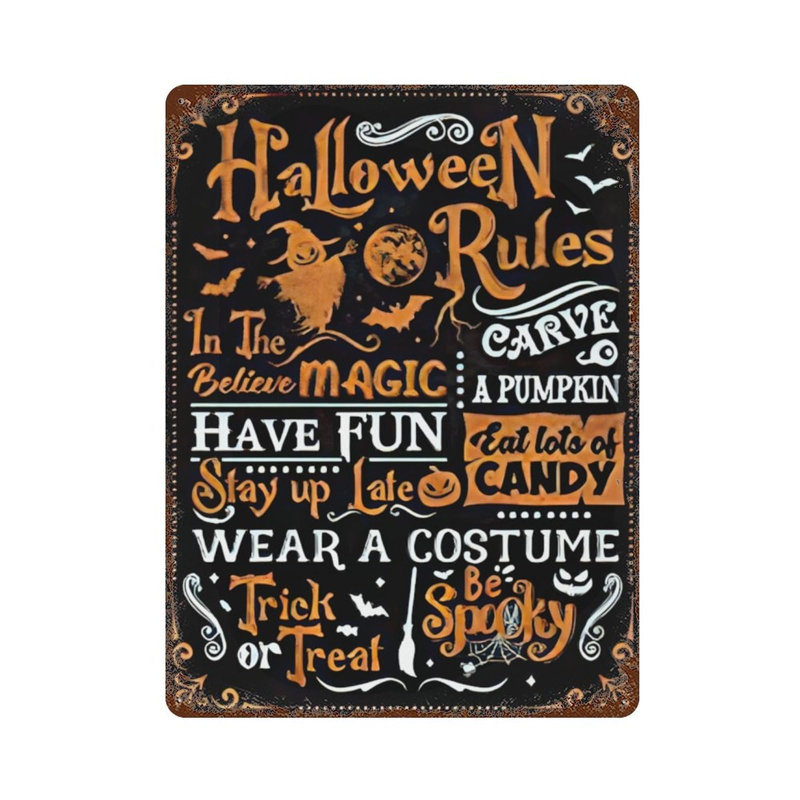 xiaoxiaoshen Halloween Wall Art, Trick Or Treat Wall Decor Art Metal Tin Poster Modern Home Decor Art Home Bar Shop Decorations Vintage Sign 40x30cm