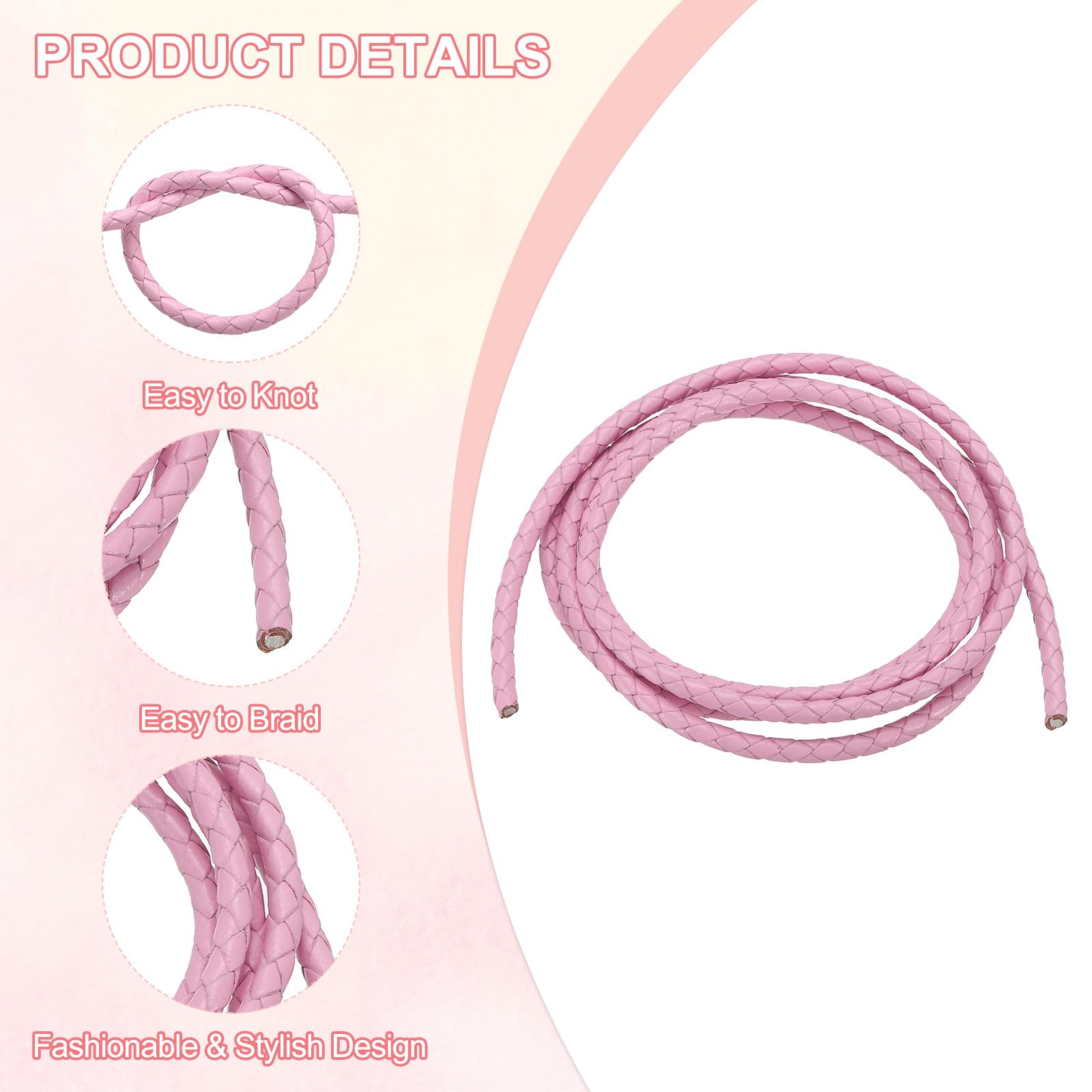 PATIKIL Round Braided Leather Cord - Image 3