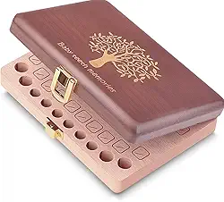 Caixa de dentes de bebê, caixa de lembrança de dentes de bebê, suporte de fada de dente infantil de madeira à mão, caixa de memória de primeiros cachos de dentes perdidos - Estojo de