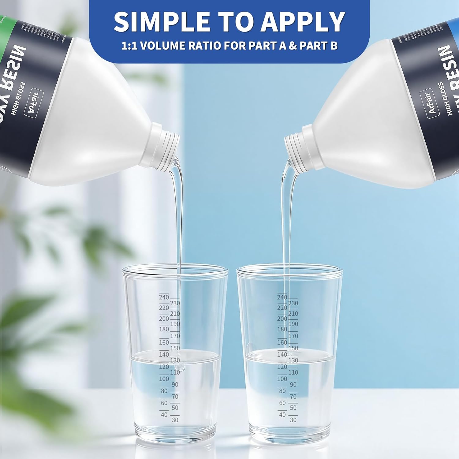 Epoxy Resin 1 Gallon Kit (0.5 Gal×2), Crystal Clear Art Resin, Strong Anti-Yellowing No-Bubble 1:1 Casting & Coating for Crafts, Jewelry Making, Molds & Wood Projects