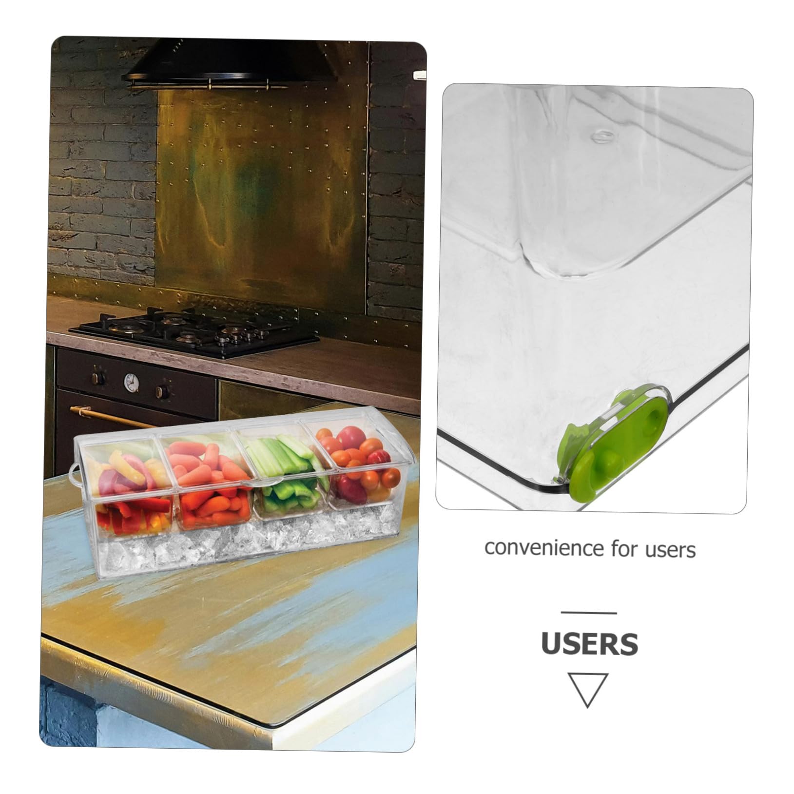 Toddmomy Caja Organizadora de Alimentos Multiusos con Tapa Hermética Compartimentos Clips y Cucharas para Refrigerador y Cocina y Facilita Almacenamiento