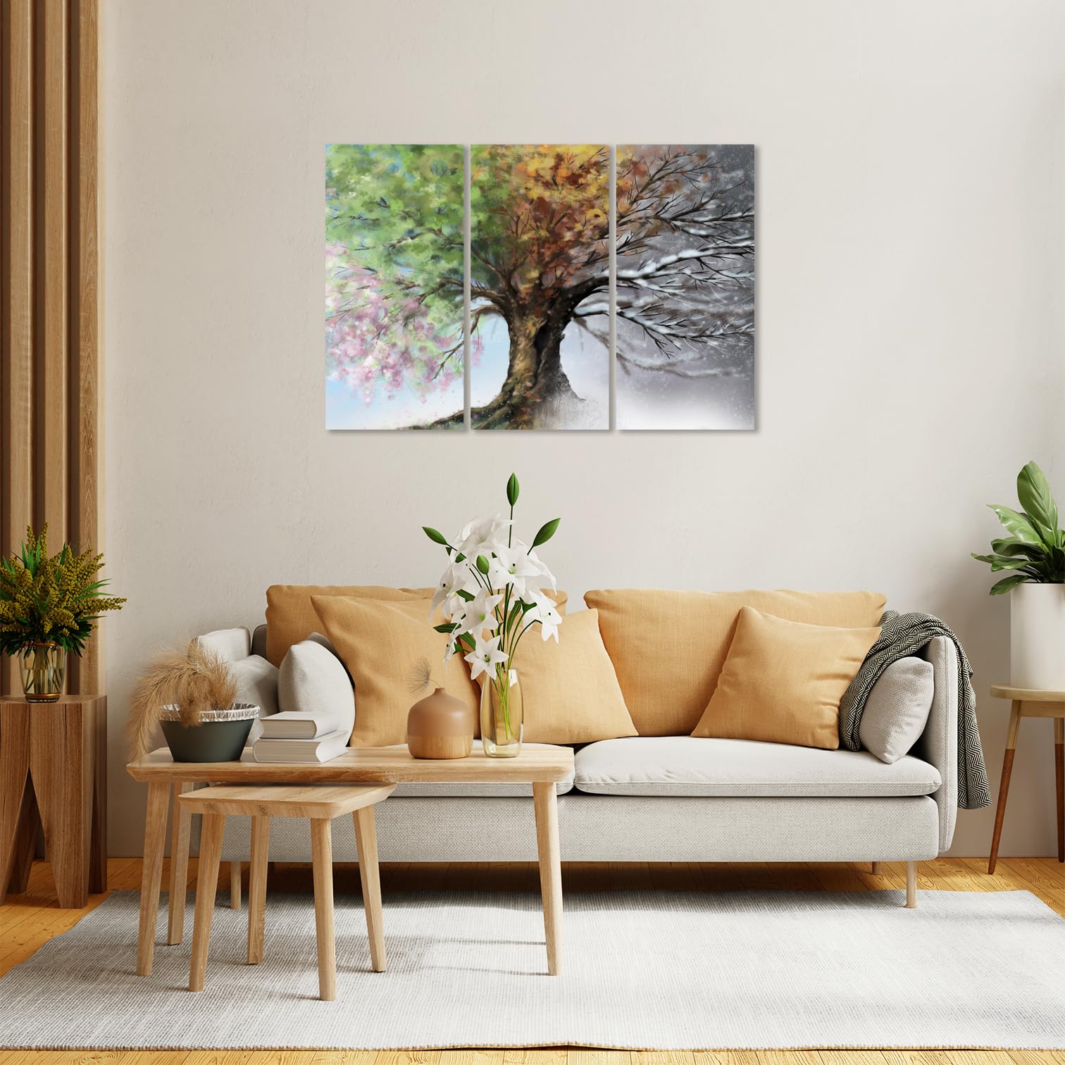 AREDE Lot De 5 Affiches Murales Multi-Panneaux Tigre De Sibérie 120x80cm - Décoration Murale Prête à Accrocher Pour Salon, Chambre Ou Bureau
