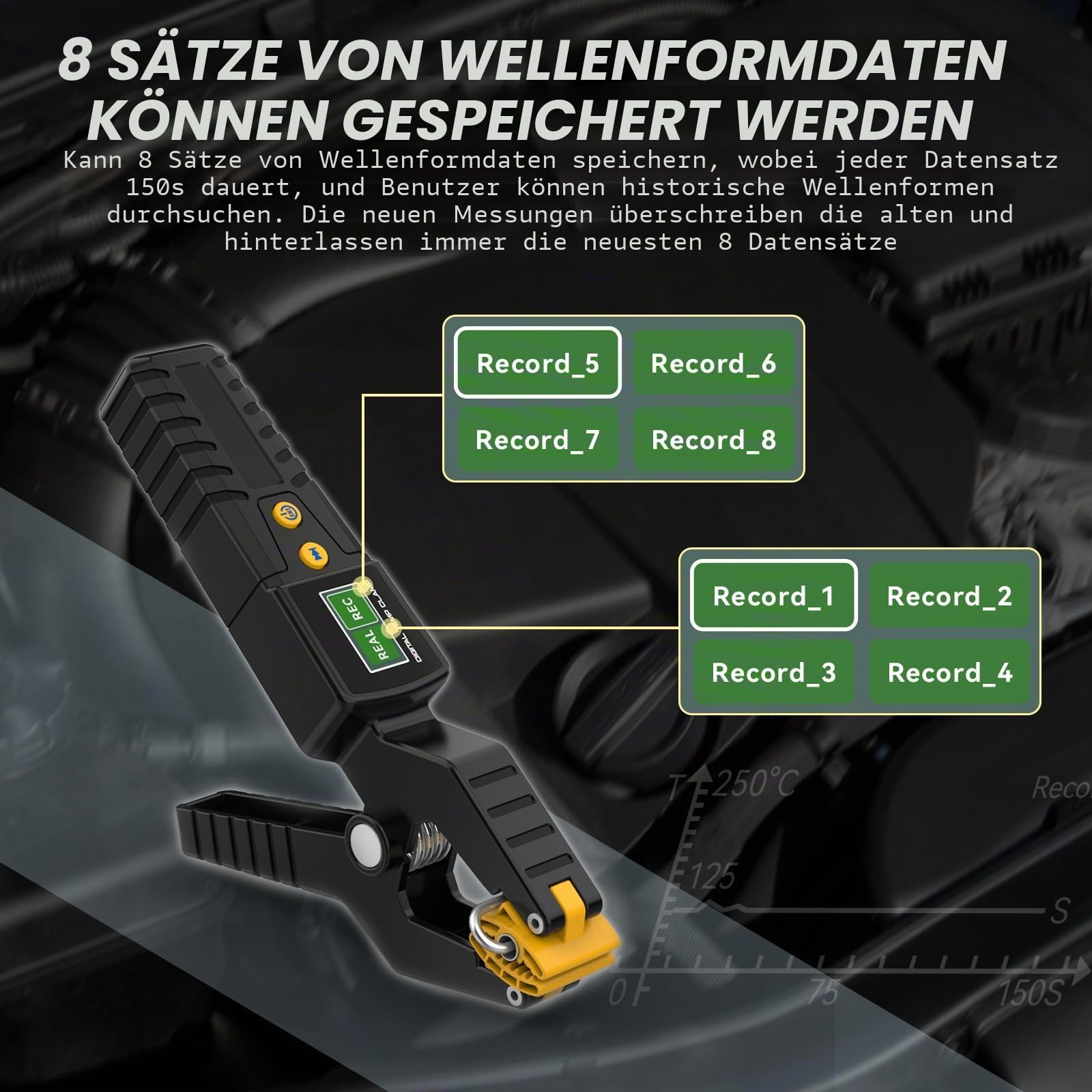 KAISAL HVAC-Rohrklemmen-Temperaturmessgerät, hochgenaues Echtzeit-Temperaturfühler, Datenwellenformanzeige, Temperaturklemmenmonitor für Heiz- und Kühlsysteme, Messbereich -50 ℃ - 260 ℃