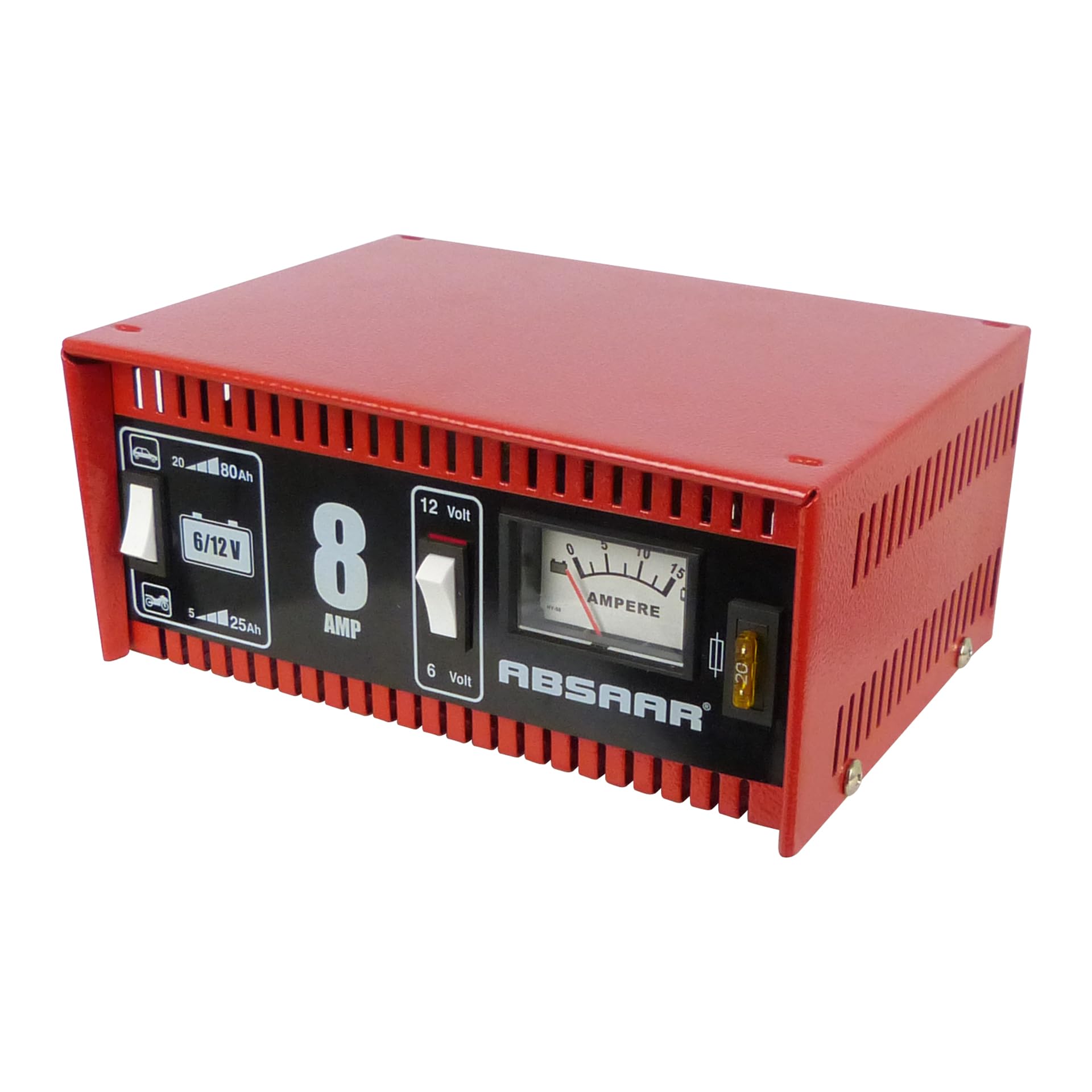 Absaar Batterie Ladegerät 6/12V 8A, Rot/schwarz