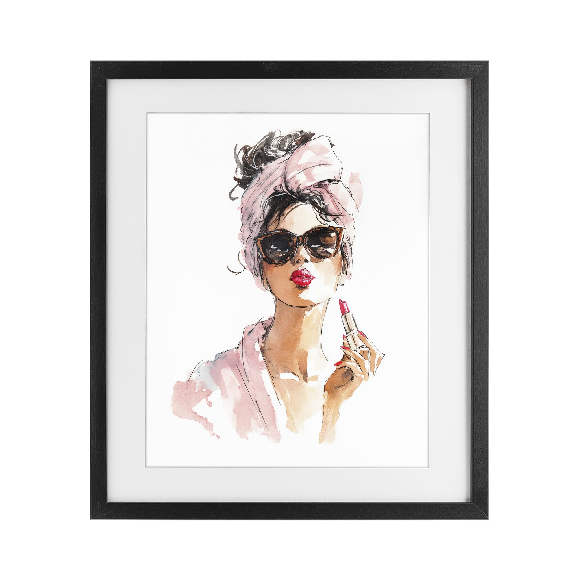 Stupell Industries Midnight Black (Textured) 'Velour Secrets Lipstick'| Framed Print Under Glass