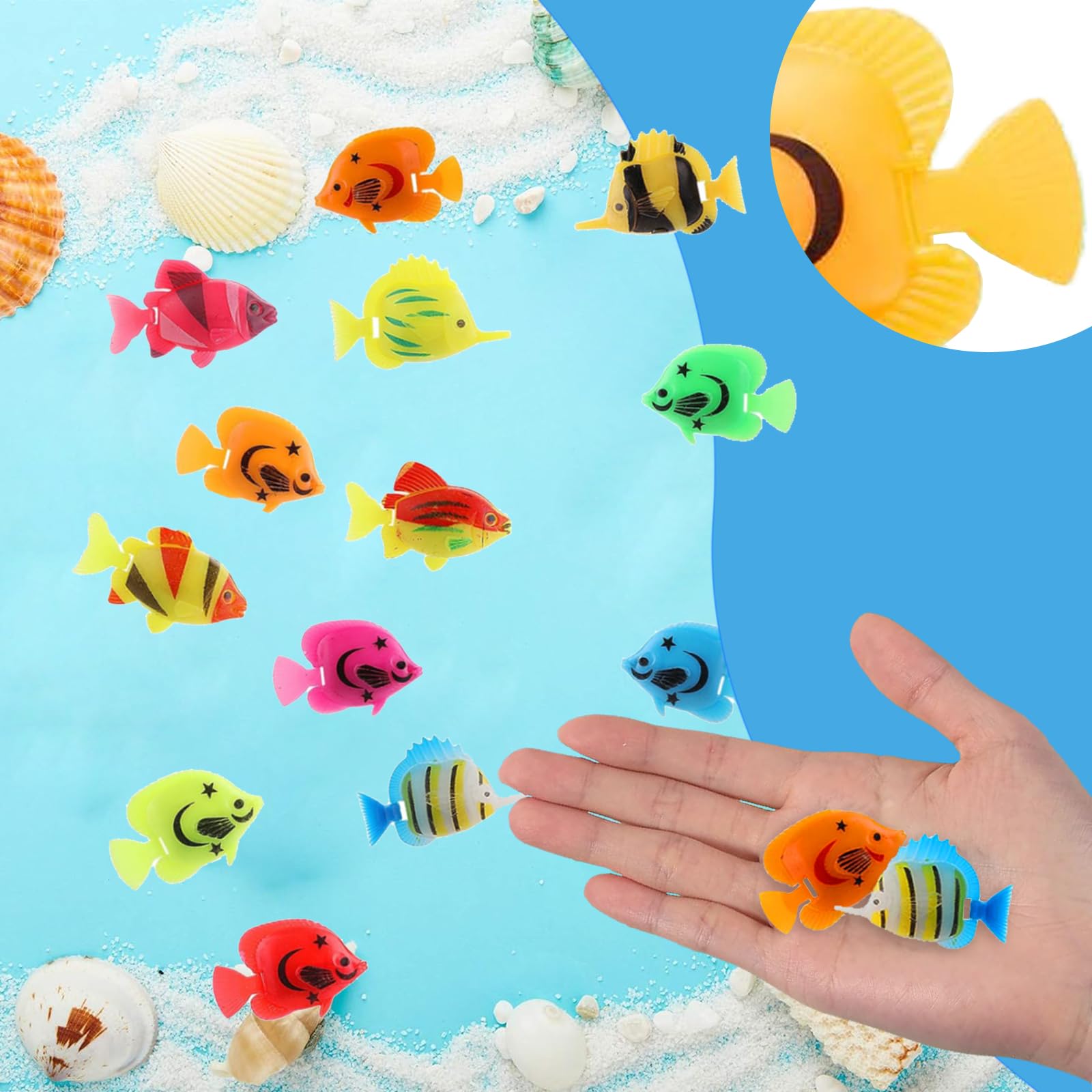 20 Pièces Poissons Artificiels en Plastique pour Aquarium, Ornement Réaliste, Faveurs de Fête Thème Marin
