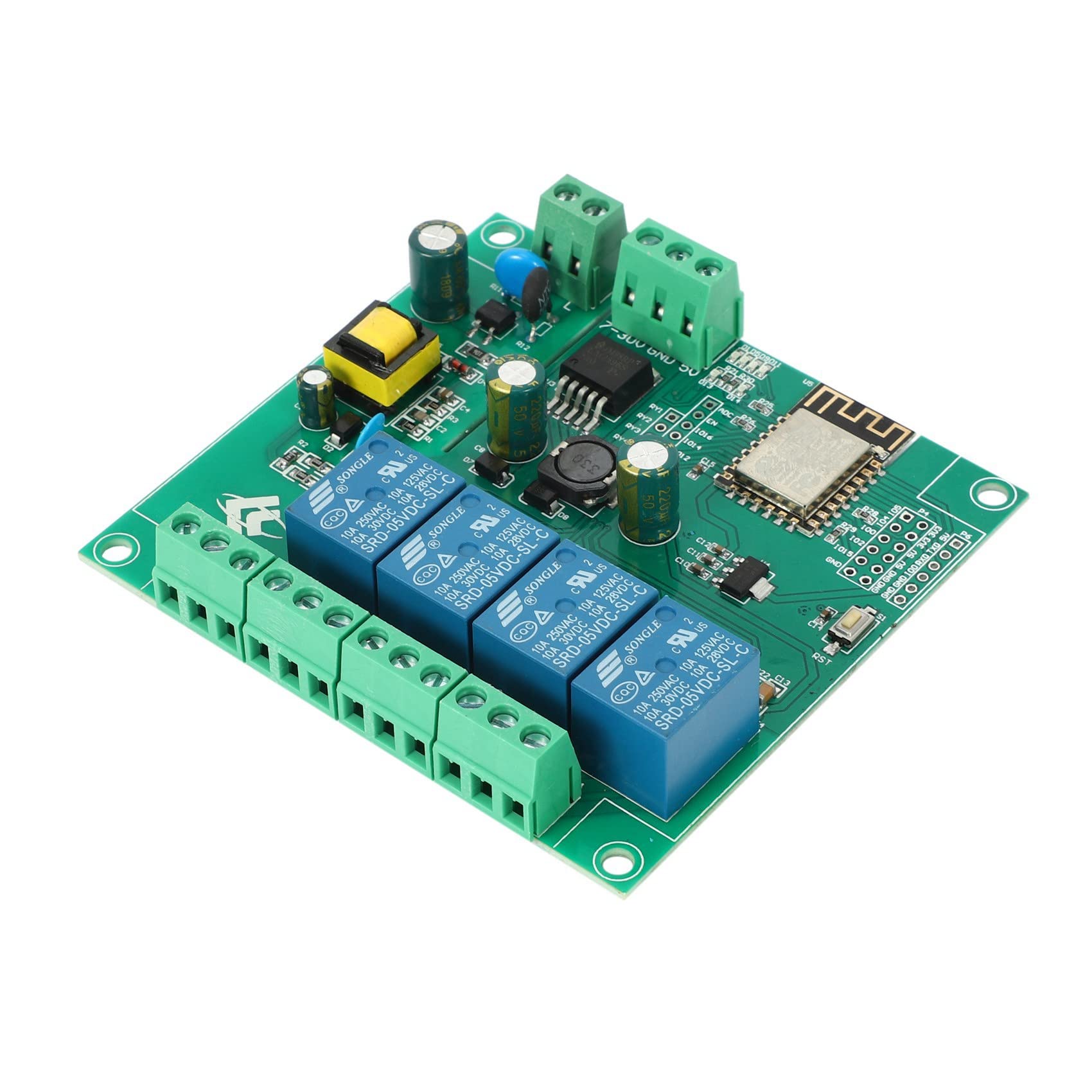 4X ESP8266 Módulo de Relé Inalámbrico WIFI de 4 Canales Placa Desarrollo Wifi ESP-12F para Fuente de Alimentación para 5V / 8-80V