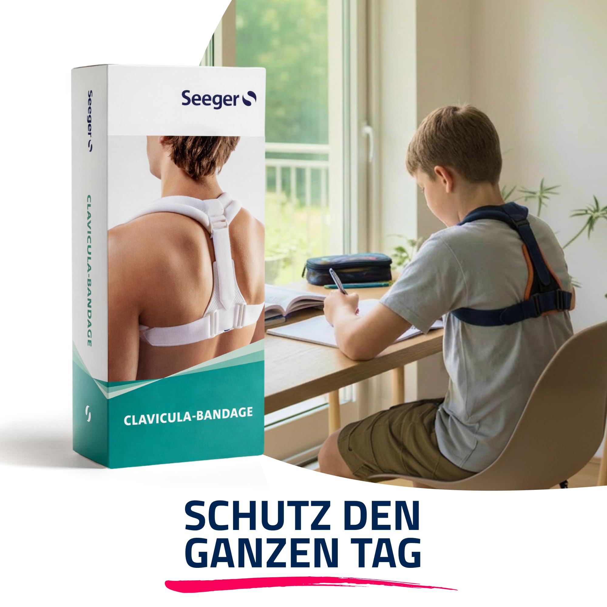 Seeger Rücken Geradehalter & Haltungskorrektur – Rückenstützgürtel für Kinder, Schultergurt Haltungskorrektur für geraden Rücken, Clavicula Bandage, verstellbar, Made in Germany