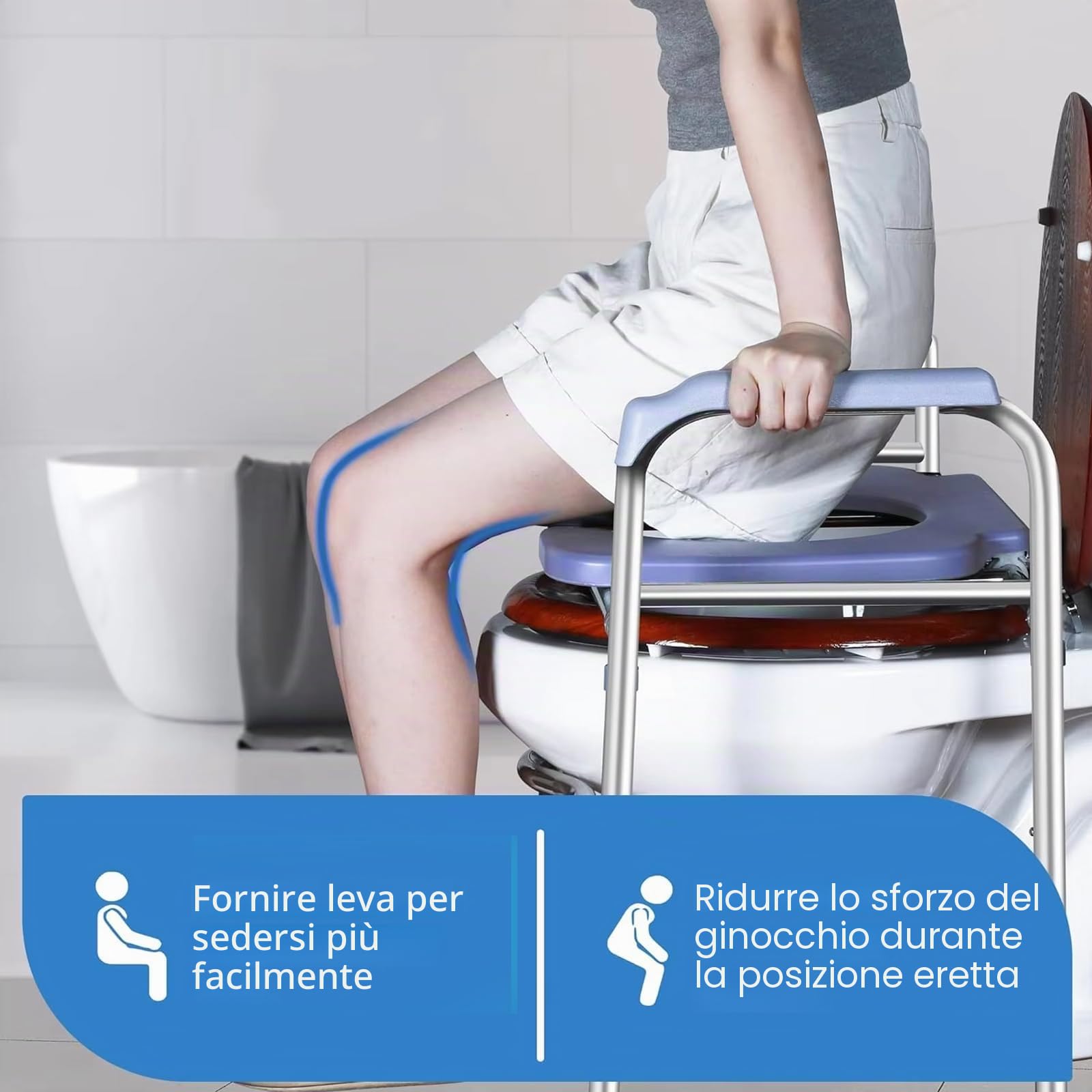 Rialzo per WC con braccioli per anziani, sedile WC rialzato con altezza e larghezza regolabili, rialzo del sedile del WC, per anziani disabili e donne incinte