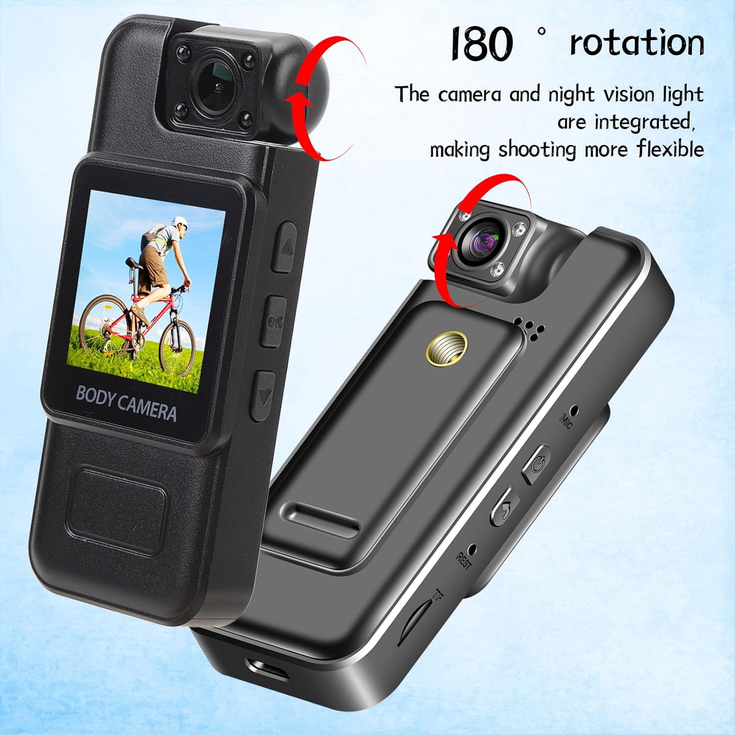 XUMIUZIY Mini Body Camera, HD 4K with Night Vision & Motion Detection, Wearable Action Body Cam with Back Clip & Rotating Lens
