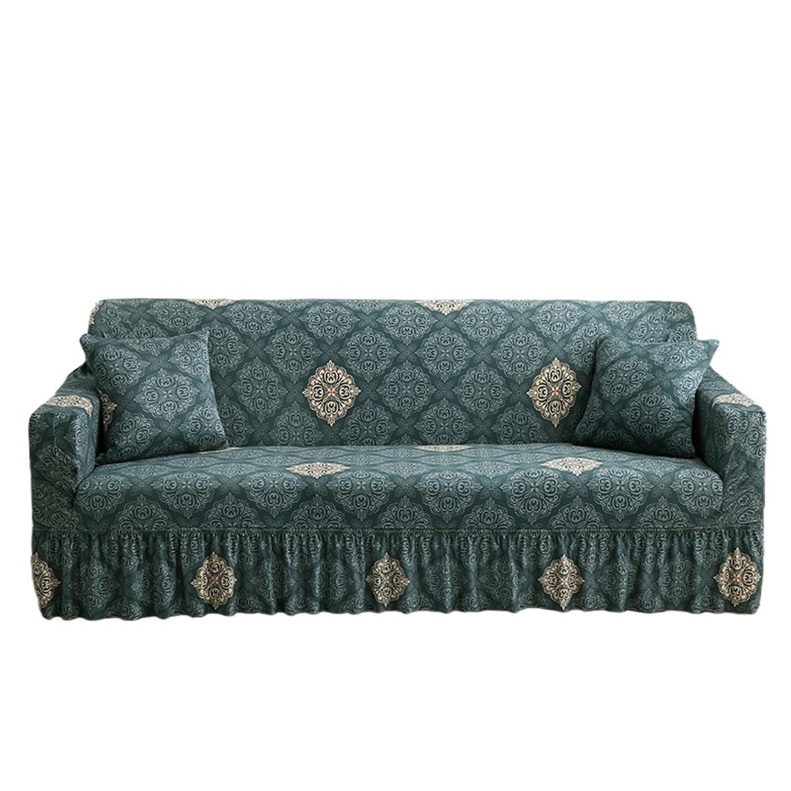 GCYEIDMA Skirt Sofa Cover 1/2/3/4 Seater Sofa Couch Cover with Skirt Washable Elastic Stretchable Easy Fit Universal Furniture Protector(Color 30,2-seater(145-185cm))